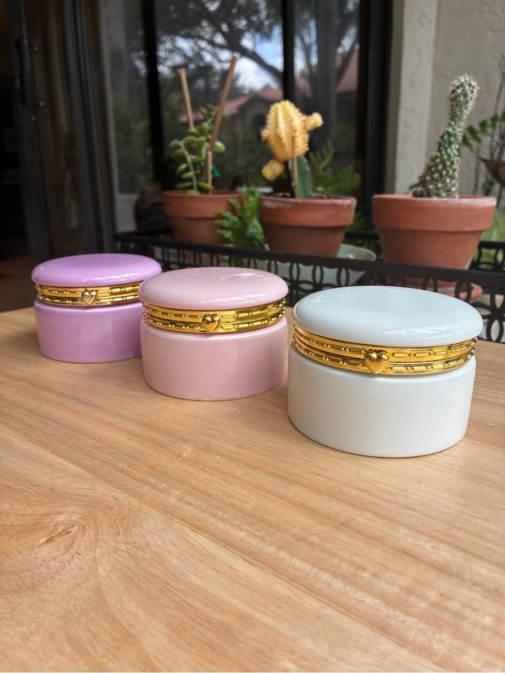 PICK ONE- 3 Ceramic Trinket Boxes in Lavender, Blush, and Pale Blue